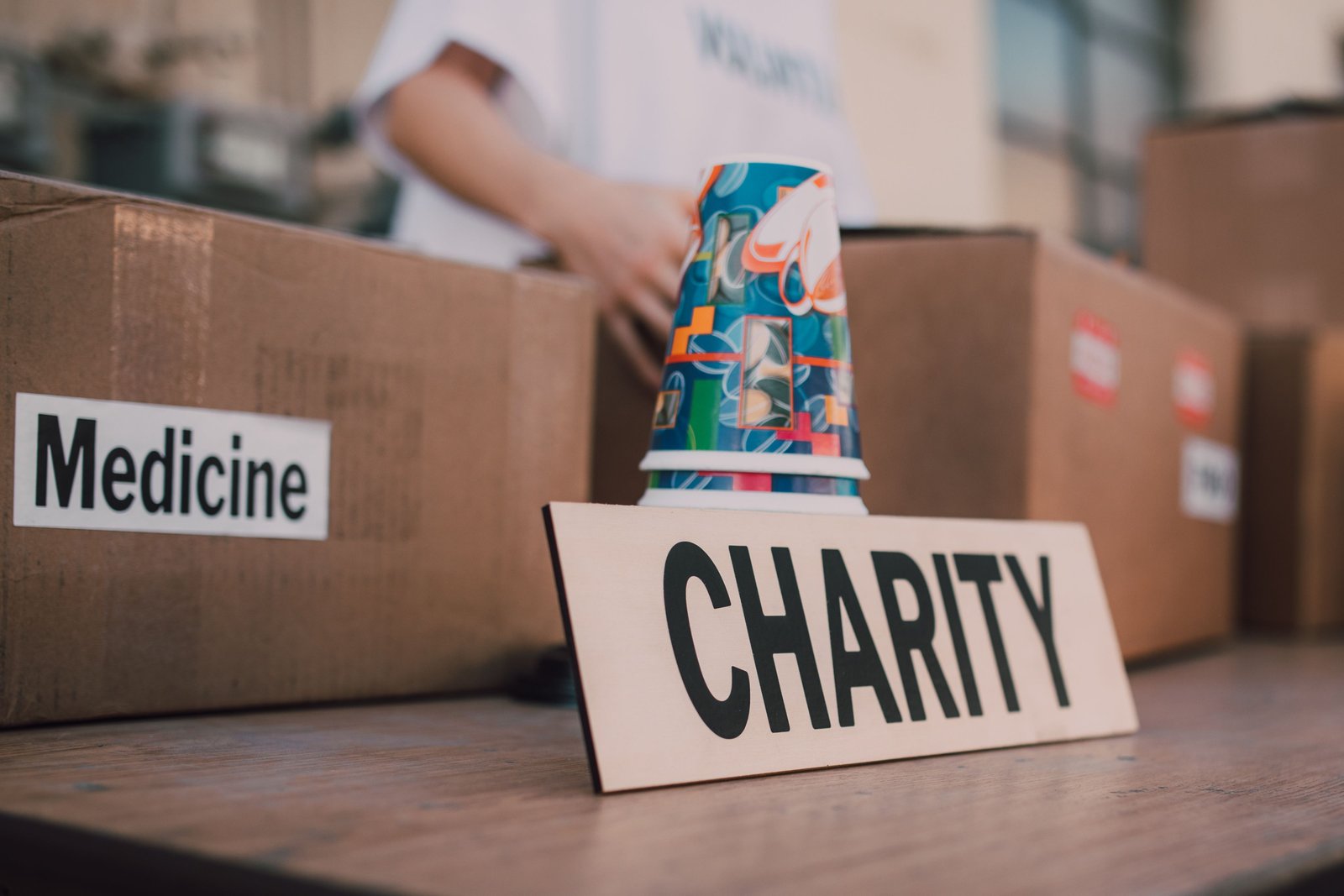 Charity collection materials prepared for community support